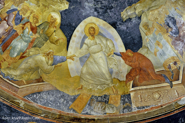 Dieses Fresko des auferstandenen Christus hängt in der byzantinische Chora-Kirche in Istanbul 