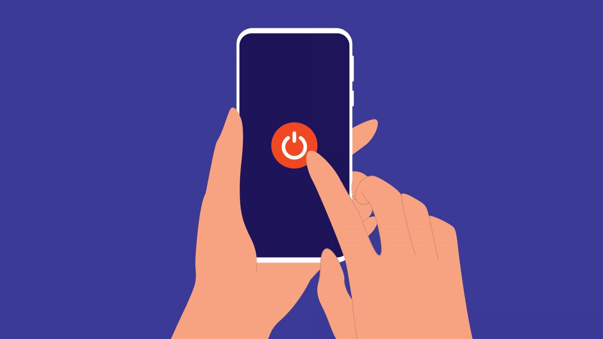 Zeichnung, wie jemand mit dem Zeigefinger auf dem Smartphone tippt.